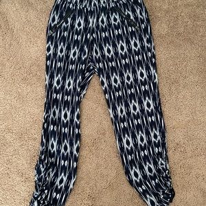 Athleta Navy and White Ikat Print Jogger Pants